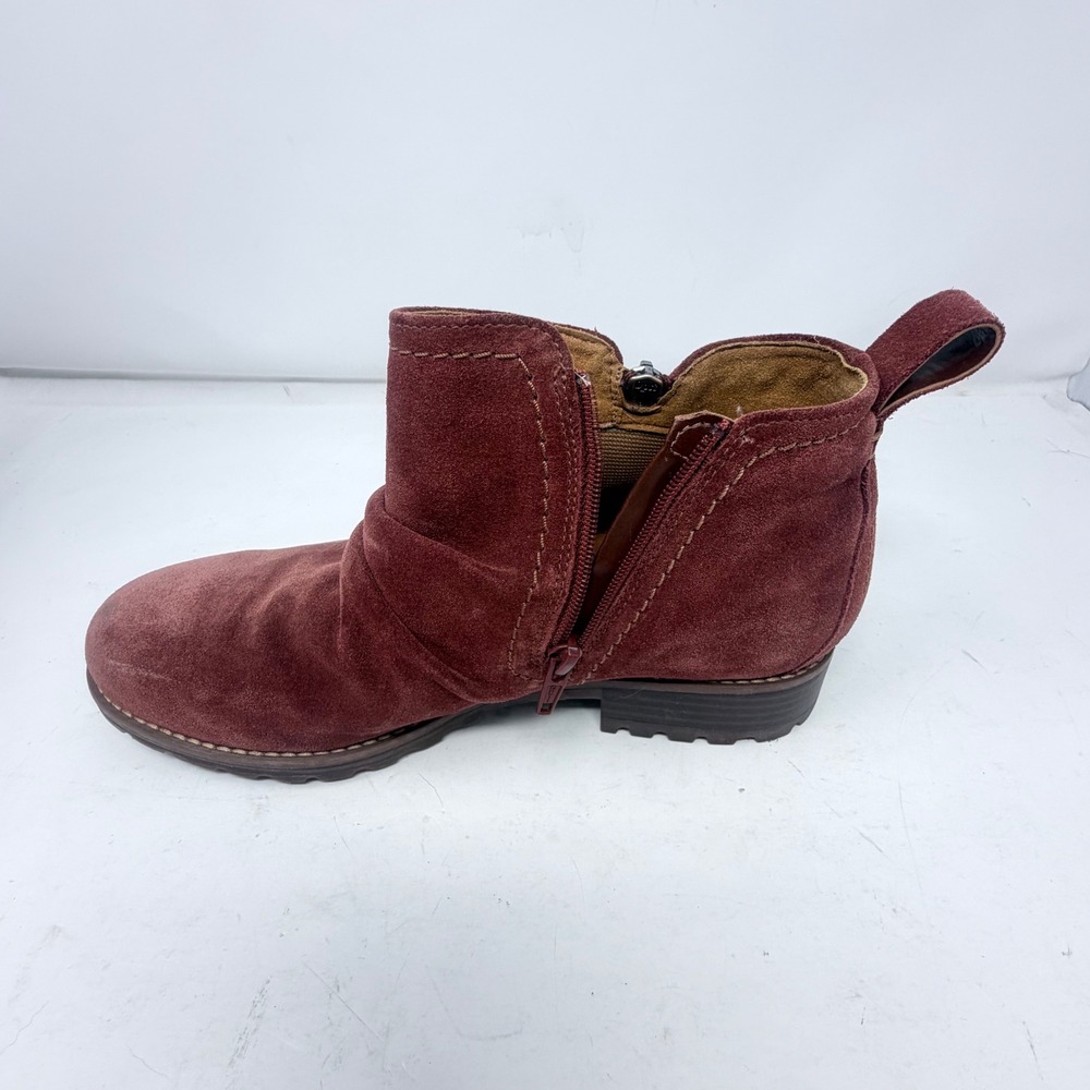 Clarks Aspra Walk WP Suede Boots Womens 9 W Wide Chestnut Waterproof Ankle Zip - Picture 10 of 15
